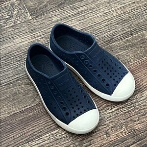 Native Shoes Kids Navy Blue Slip-On Sneakers with White Toe